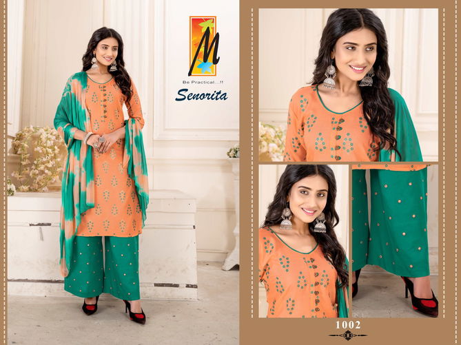 Master Senorita Rayon Embroidered Kurti With Bottom Dupatta
